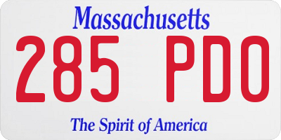 MA license plate 285PD0