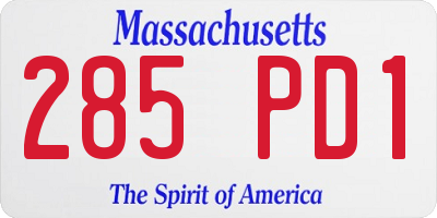 MA license plate 285PD1