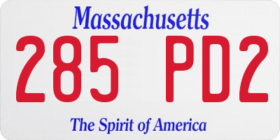 MA license plate 285PD2