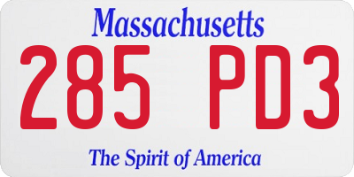 MA license plate 285PD3