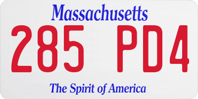 MA license plate 285PD4