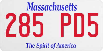 MA license plate 285PD5