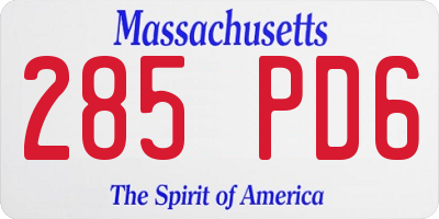 MA license plate 285PD6