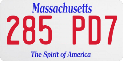 MA license plate 285PD7