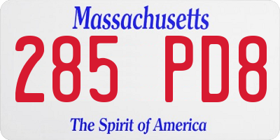 MA license plate 285PD8