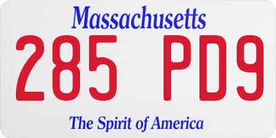 MA license plate 285PD9