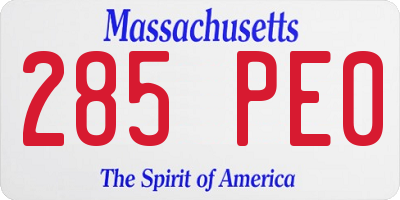 MA license plate 285PE0