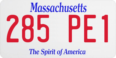MA license plate 285PE1