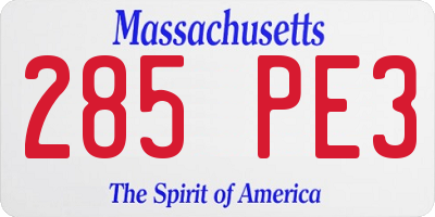 MA license plate 285PE3
