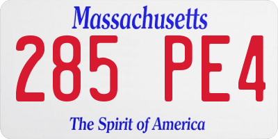 MA license plate 285PE4