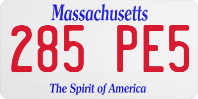 MA license plate 285PE5