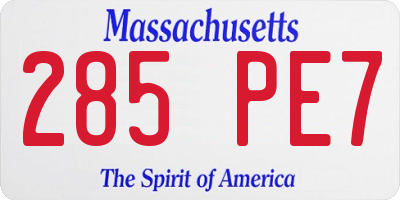 MA license plate 285PE7