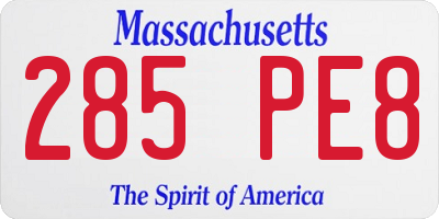 MA license plate 285PE8