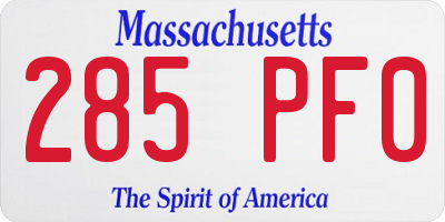 MA license plate 285PF0