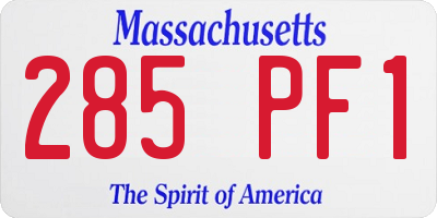 MA license plate 285PF1