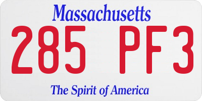 MA license plate 285PF3