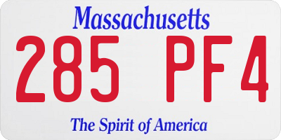 MA license plate 285PF4