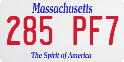 MA license plate 285PF7