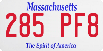 MA license plate 285PF8