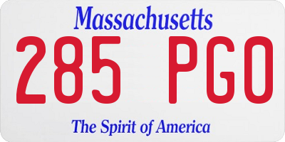 MA license plate 285PG0