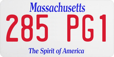 MA license plate 285PG1