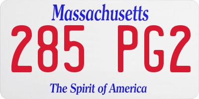 MA license plate 285PG2
