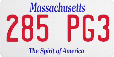 MA license plate 285PG3