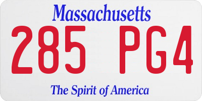 MA license plate 285PG4