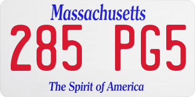 MA license plate 285PG5