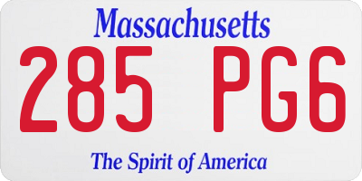 MA license plate 285PG6