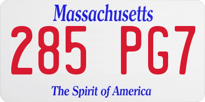 MA license plate 285PG7