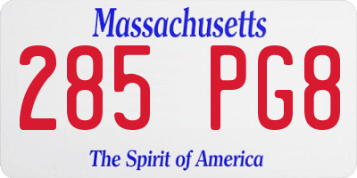 MA license plate 285PG8