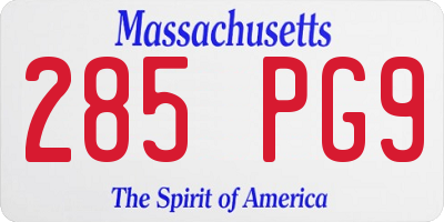 MA license plate 285PG9