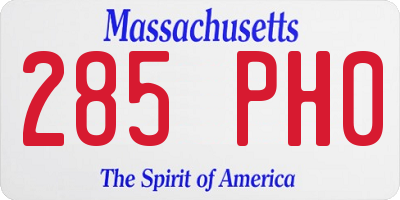 MA license plate 285PH0