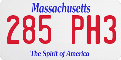 MA license plate 285PH3