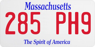MA license plate 285PH9