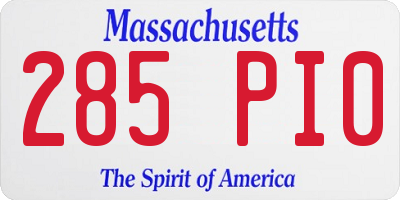 MA license plate 285PI0