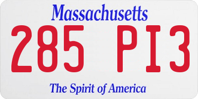 MA license plate 285PI3