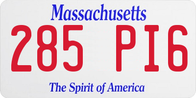 MA license plate 285PI6
