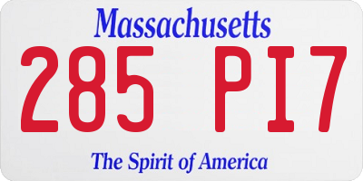MA license plate 285PI7