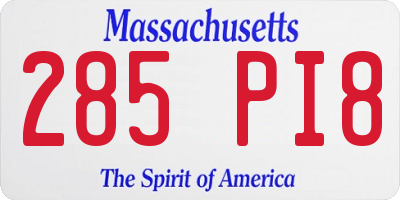MA license plate 285PI8