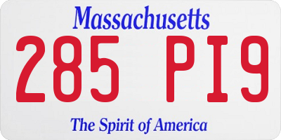 MA license plate 285PI9