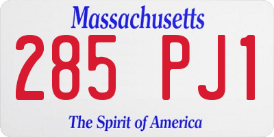 MA license plate 285PJ1