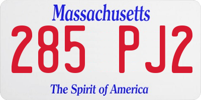 MA license plate 285PJ2