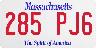MA license plate 285PJ6