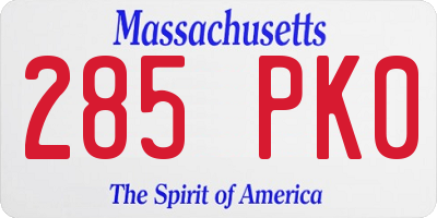 MA license plate 285PK0