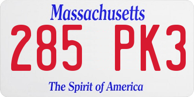 MA license plate 285PK3