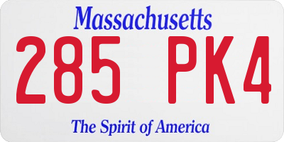 MA license plate 285PK4