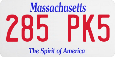 MA license plate 285PK5