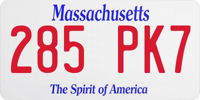 MA license plate 285PK7
